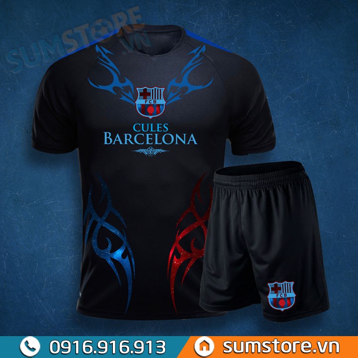 [Mã MASK273 giảm 10% đơn 99k tối đa 30k] Bộ quần áo bóng đá Barca Cule Đen - Đồ đá banh Độc Nhất 2019